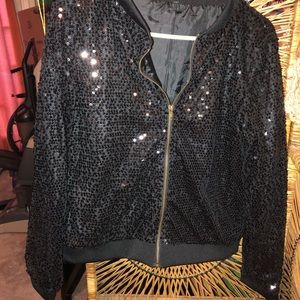 Sequins zip front jacket